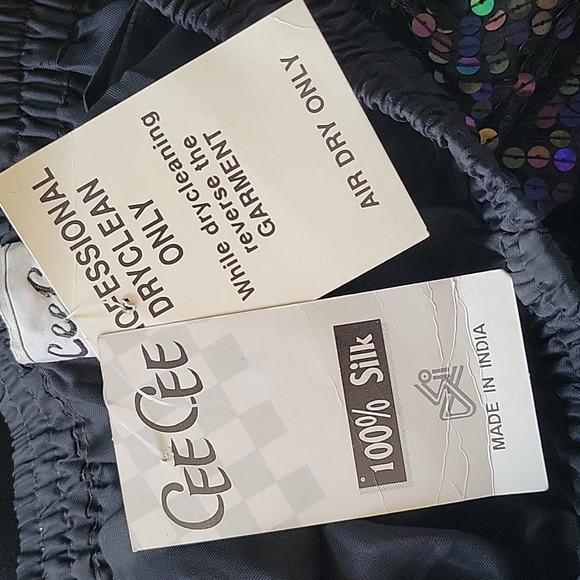 NWT Vintage Cee Cee Black Silk Sequin & Beaded High Rise Shorts Retro India MD - Picture 9 of 15